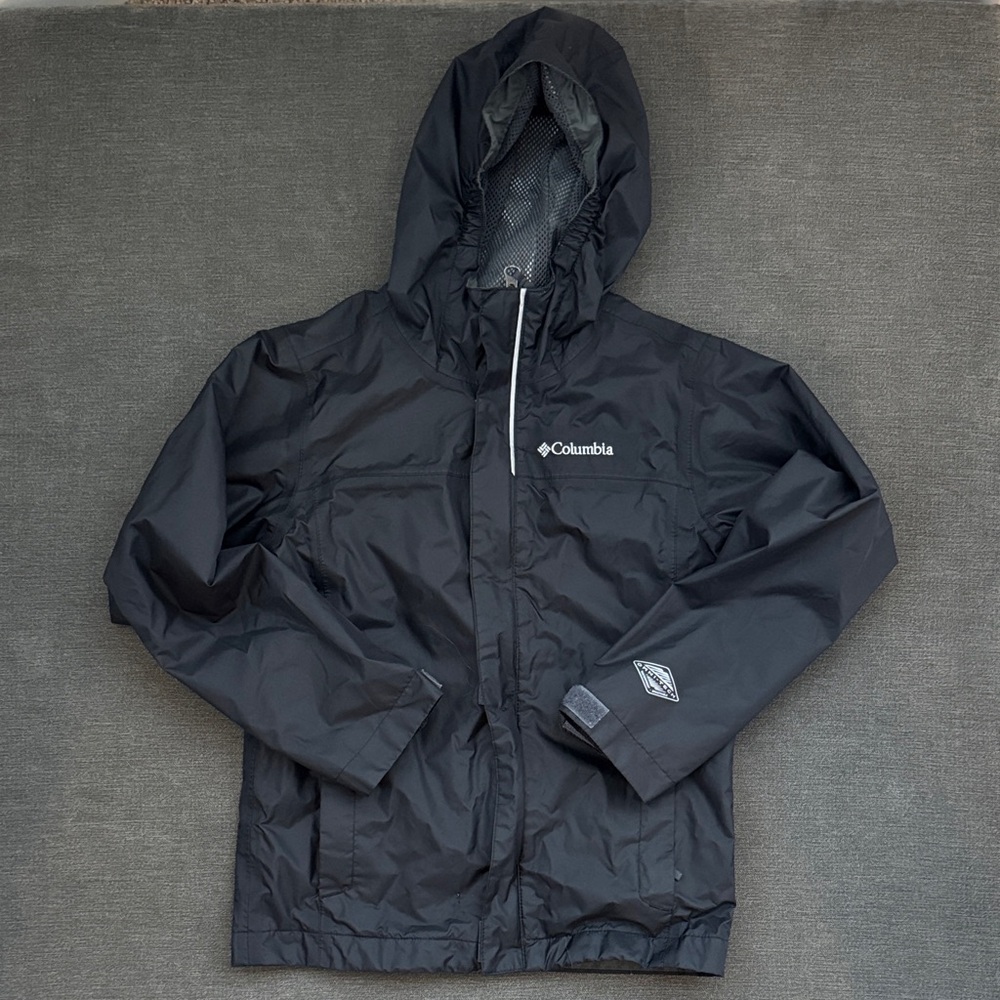 Columbia Black Hooded Raincoat with Omnitech